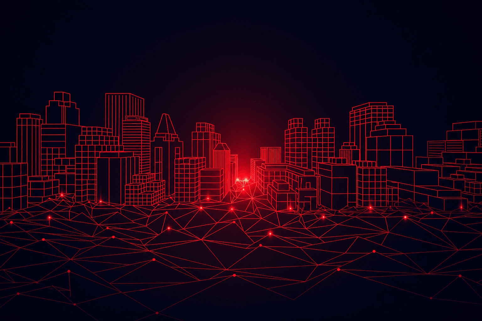 Cidade conectada em rede representando tecnologia aplicada